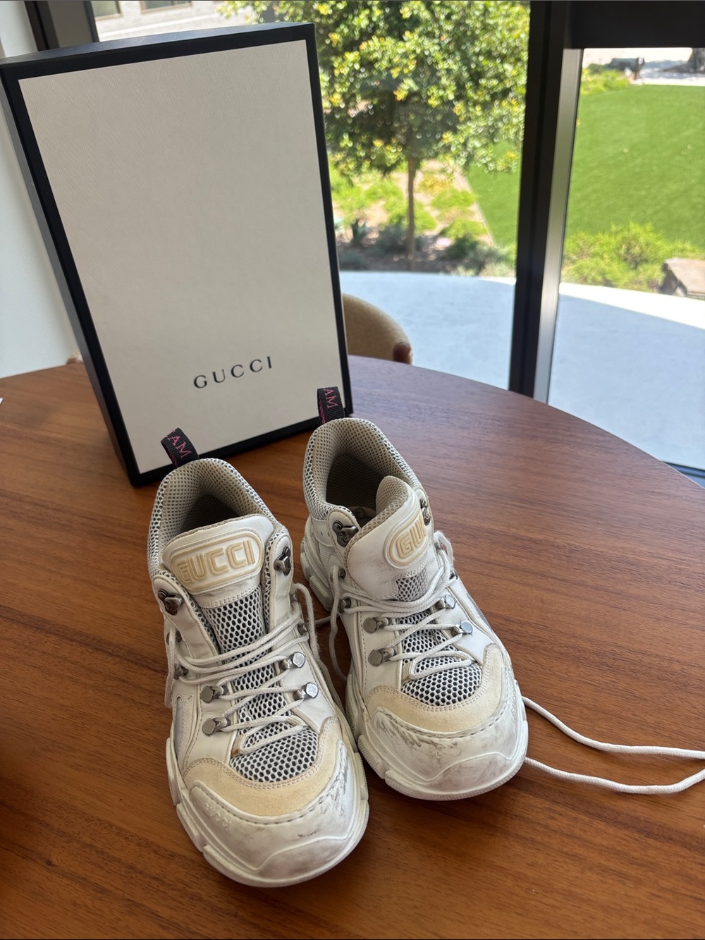 Gucci White and Tan Chunky Lace-Up , good condition